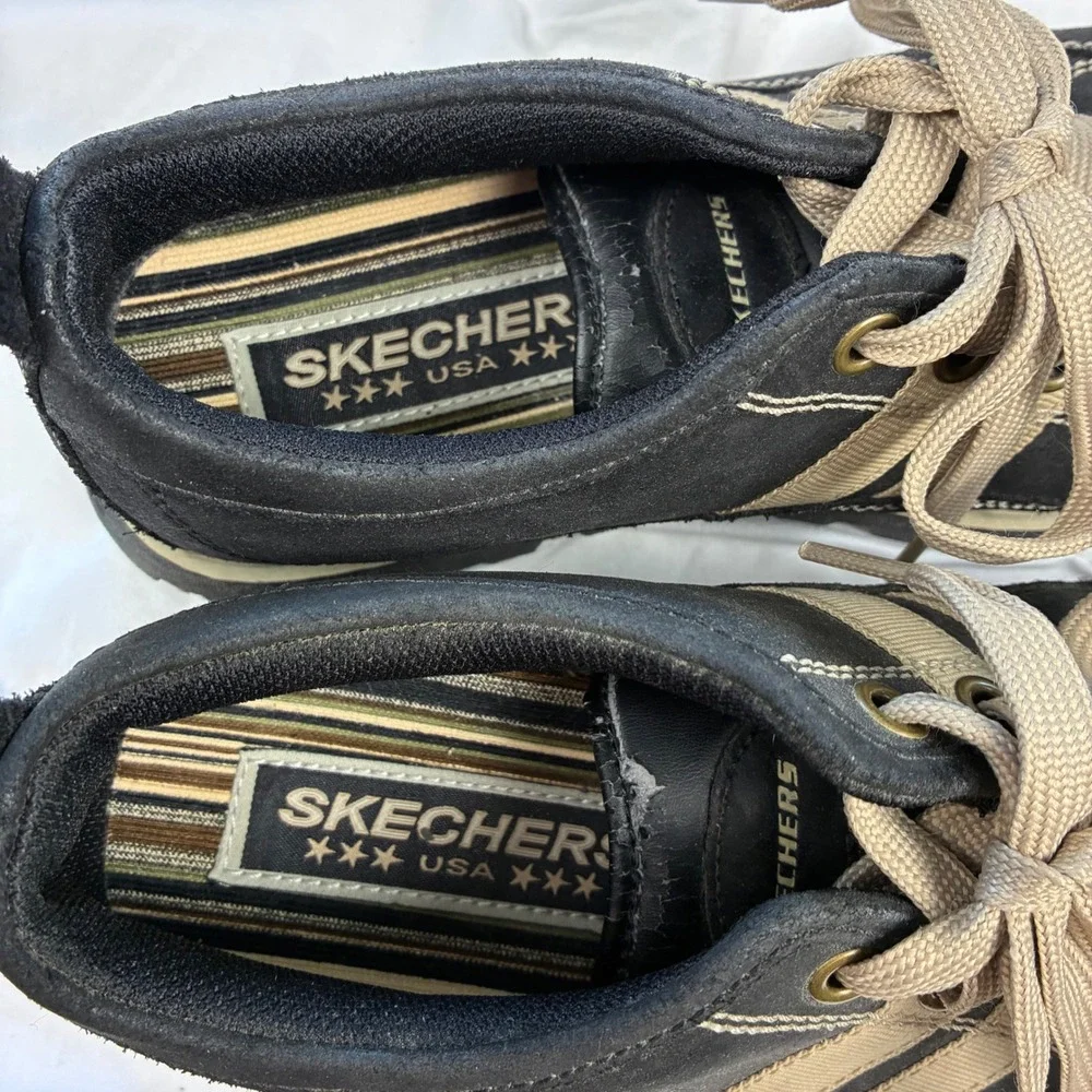 Vintage Y2K Sketchers Black Suede Bowling Oxford Sneakers Chunky Womens 9